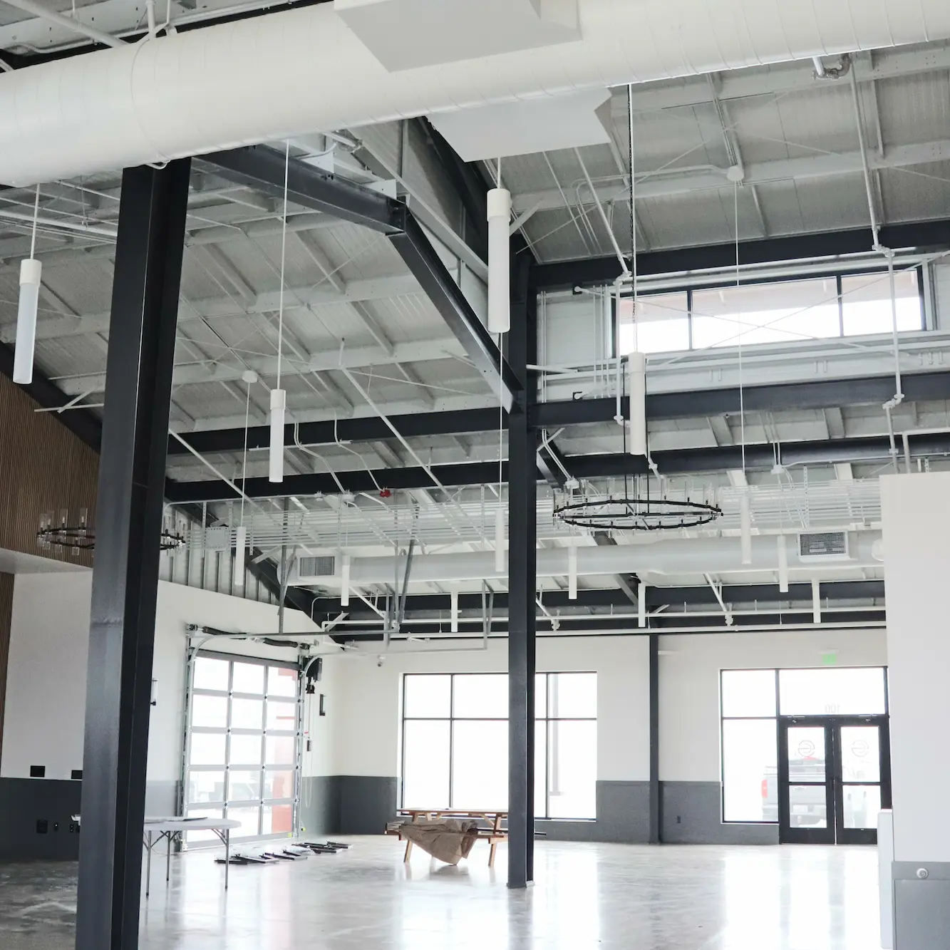 Interior view of Tenino Agriculture Innovation Park Event Center, showcasing Mitsubishi VRF system installation and