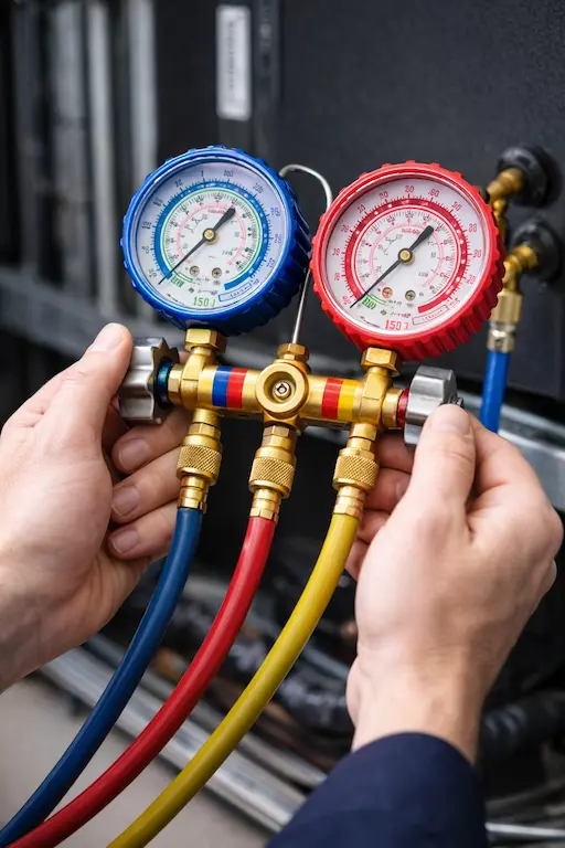 refrigeration technician working with gauges.webp