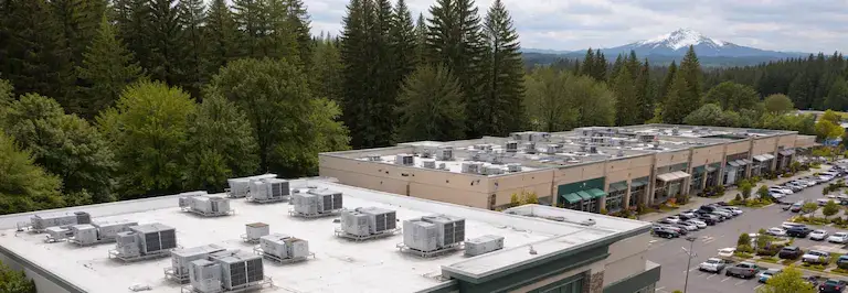 aerial commercial building rooftop hvac shopping center.webp