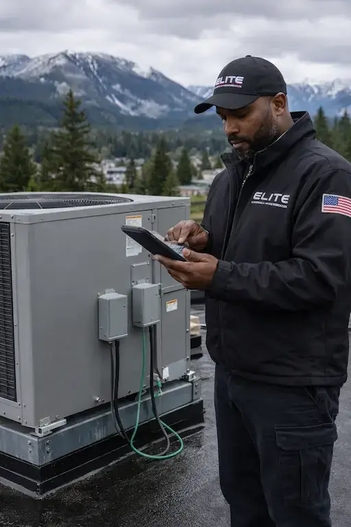 commercial hvac technician tablet rooftop northwest vertical.webp