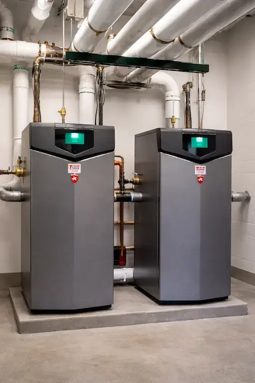 commercial mechanical room dual boiler system.webp