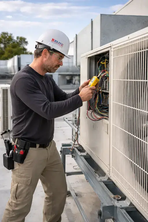 commercial rooftop hvac technician service unit vertical.webp