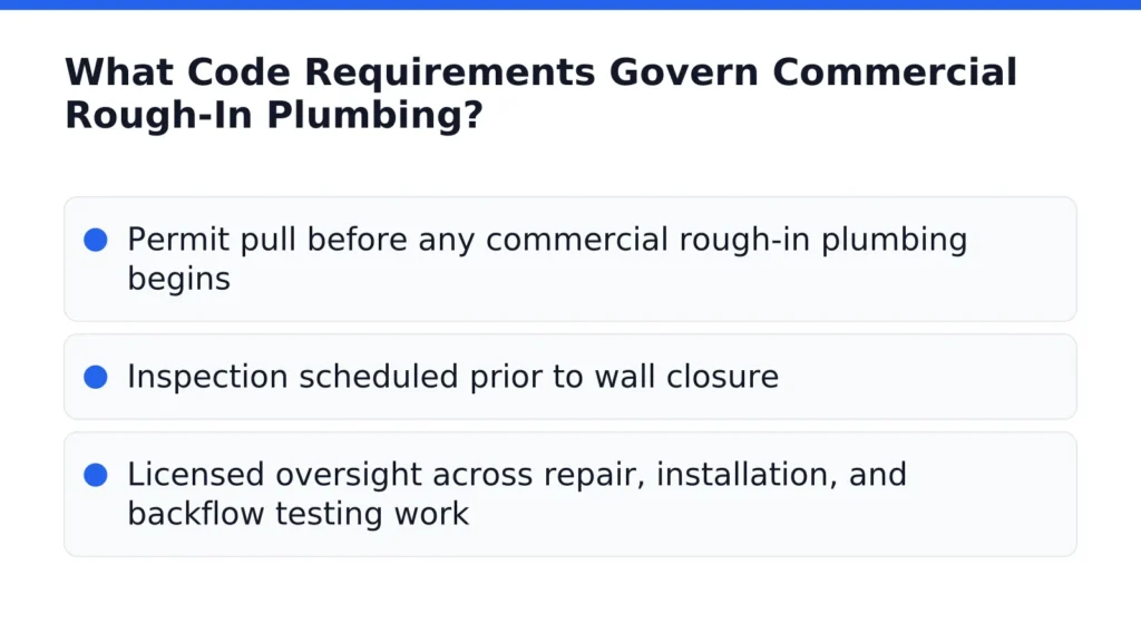 Licensed plumber installing rough-in pipe before drywall closes